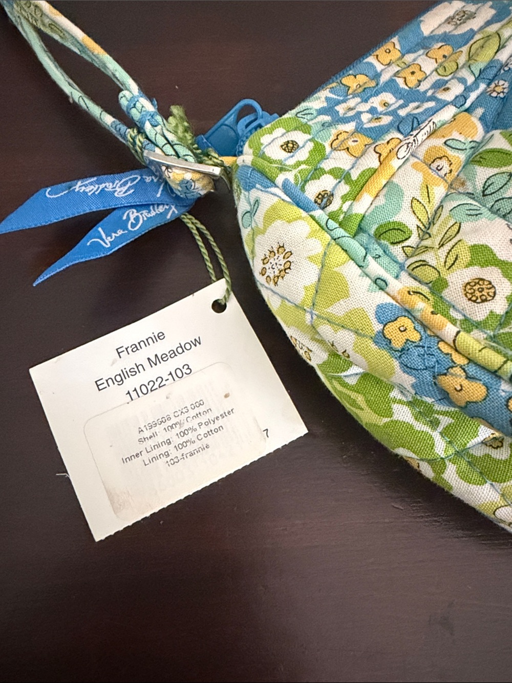 Vera Bradley English Meadow Quilted Coin Purse - Blue, Green, Yellow Floral - Picture 3 of 3
